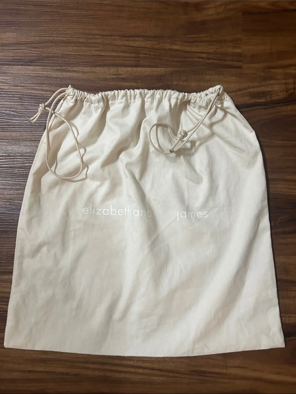Elizabeth and James Cream Cotton Drawstring Storage Bag